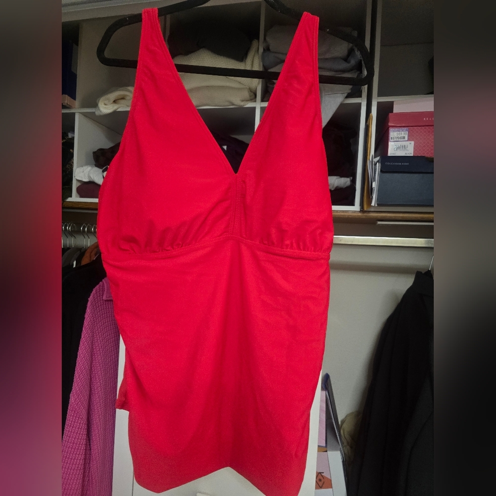 Vibrant Red Sleeveless Swim Top